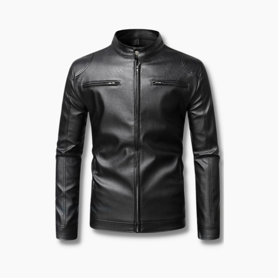 mens black leather biker jacket