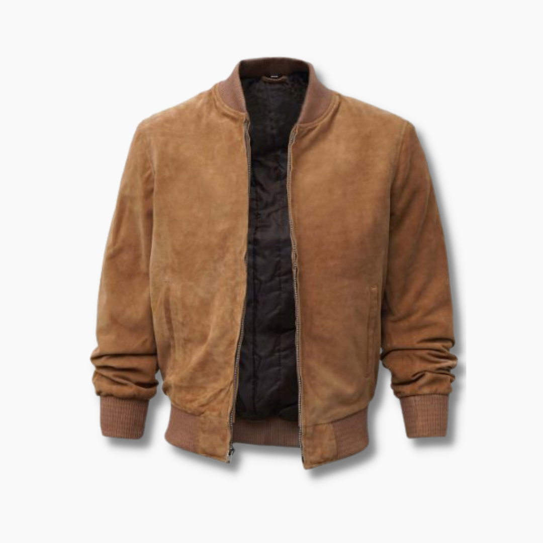 suede bomber jacket brown