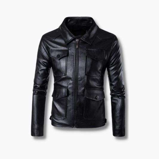 men's trucker leather jacket