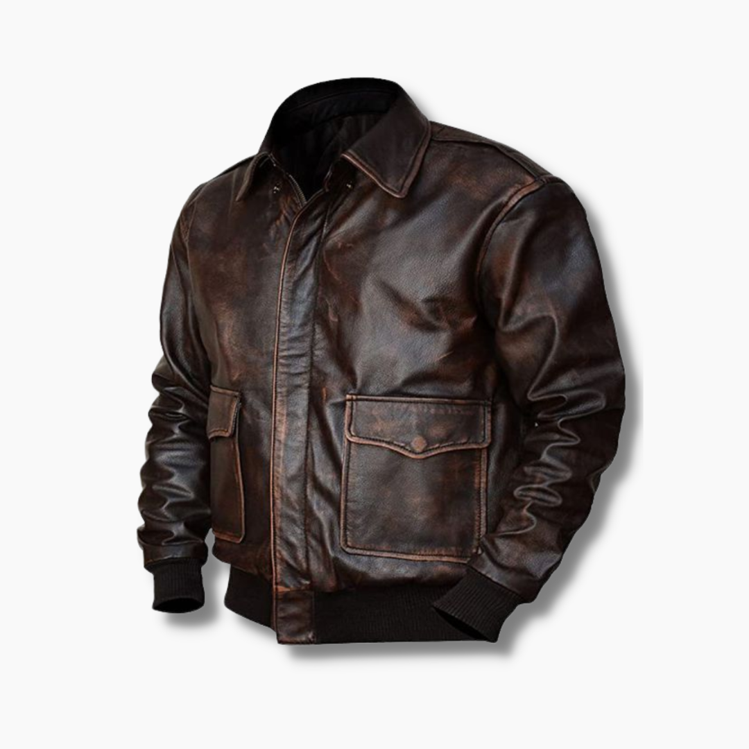 leather bomber jacket mens brown