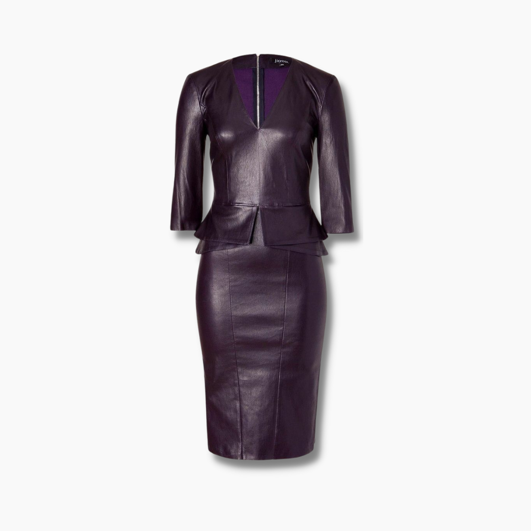 Luxury Design New Women's Purple Leather Dress
