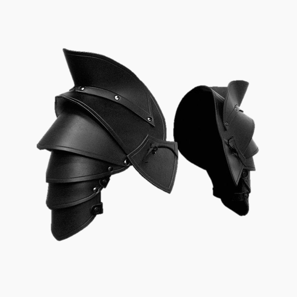 Baelish Black Leather Pauldron Set
