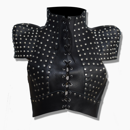 Sophie Black Leather Studs Gothic Costume