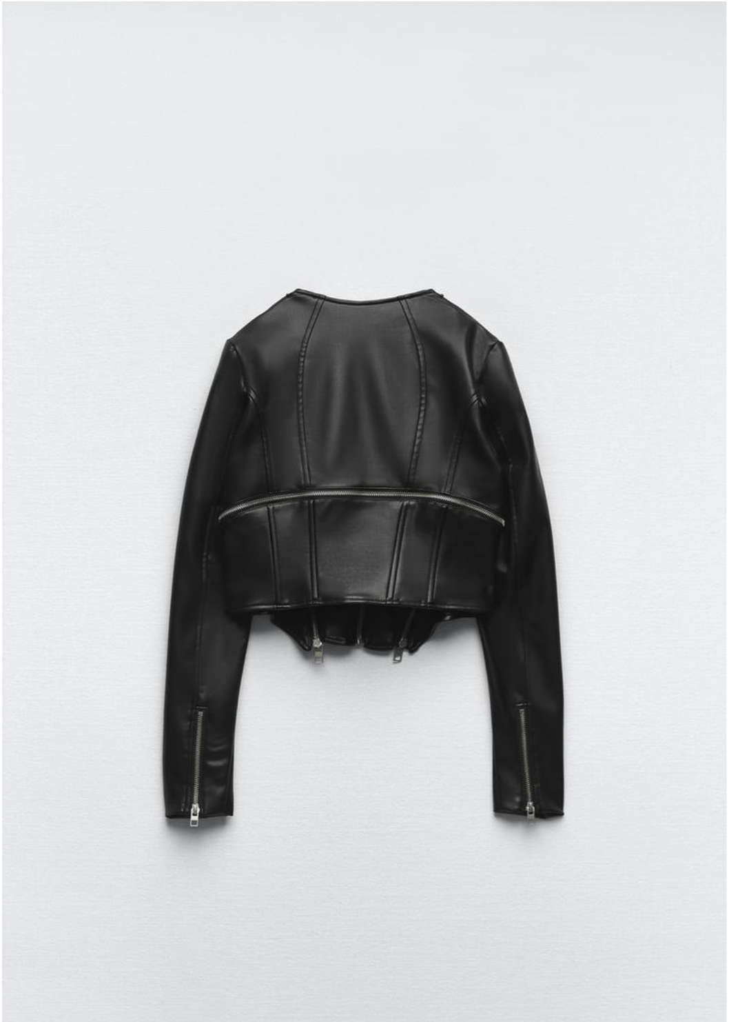 Black leather shirt with zipper details