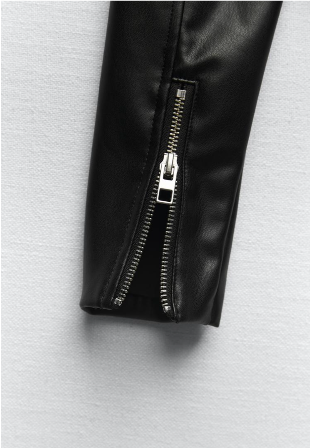 Black leather shirt with zipper details