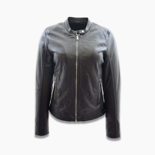 Lizzy Black Leather Biker Jacket