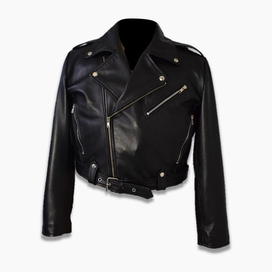Women's Real Leather Jacket with Zippers