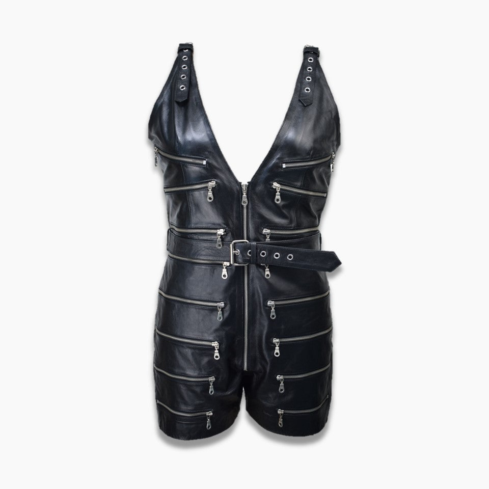 Josephine Black Leather Bodysuit