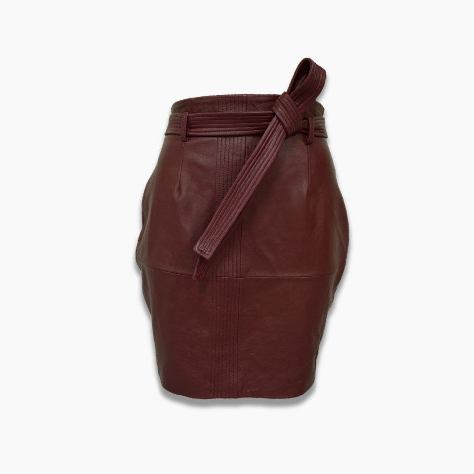 leather skirt burgundy