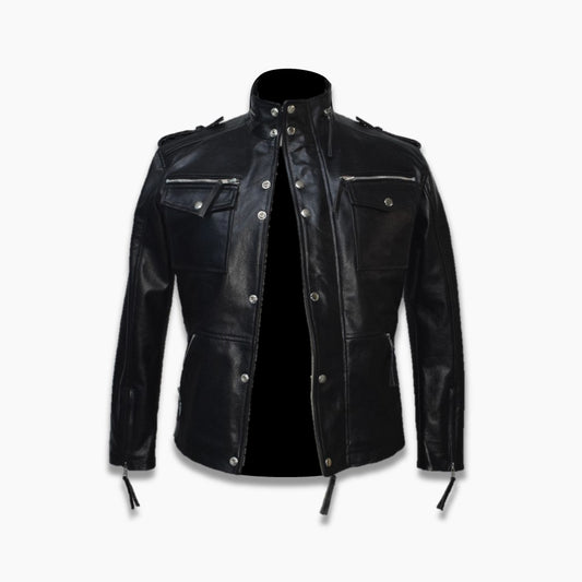 Montana Black Leather Biker Jacket