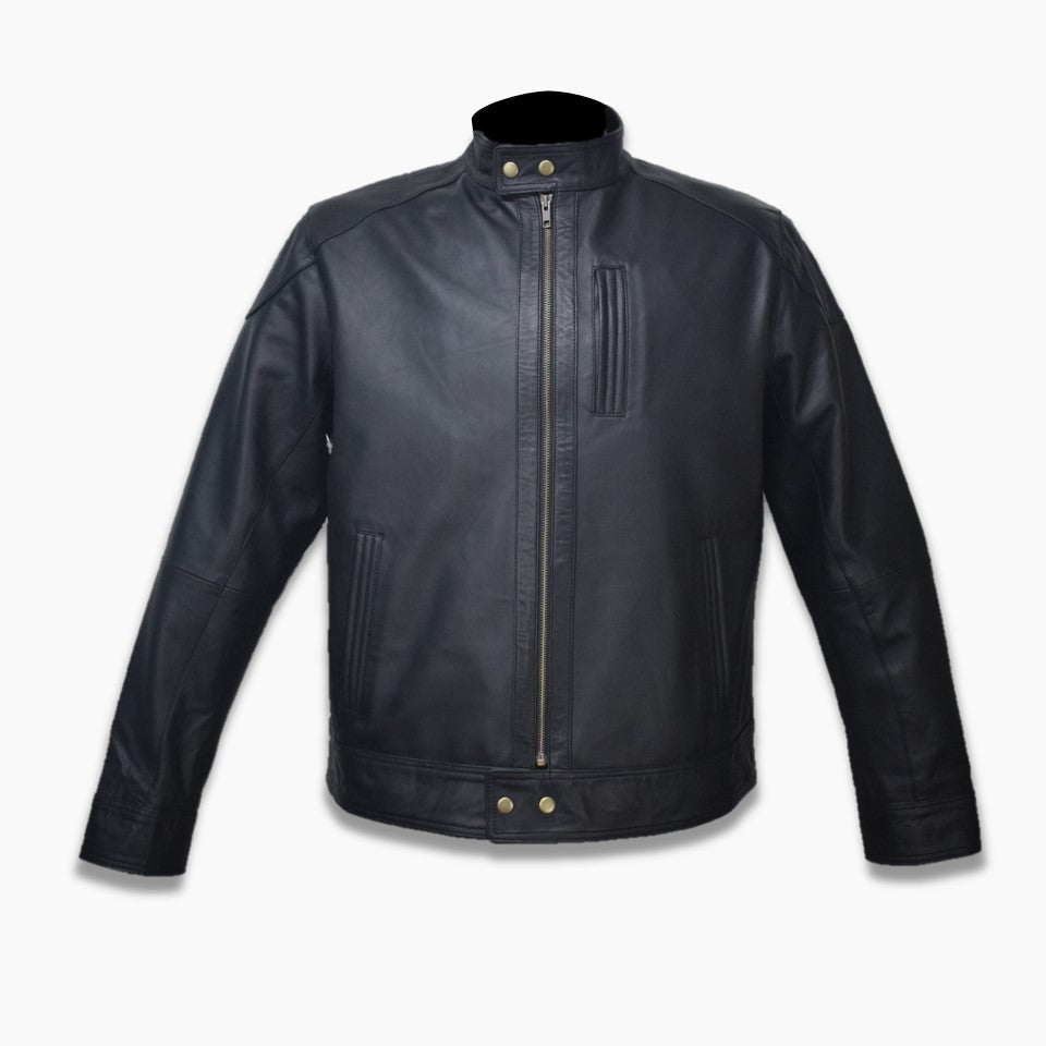 James Black Leather Biker Jacket