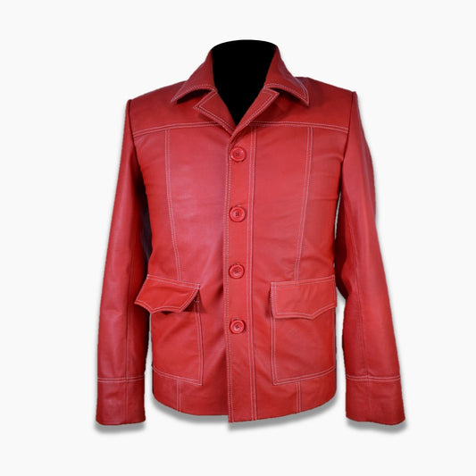 Woody Red Leather Coat