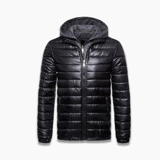 Ottoman Black Leather Quilted Puffer Jacket
