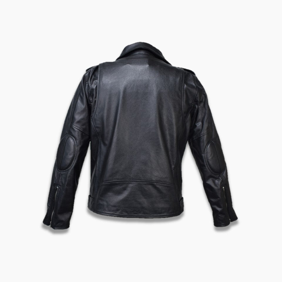 Premium Genuine Leather Men’s Motorcycle Jacket With Adjustable Belt , Zipper Fastening Front