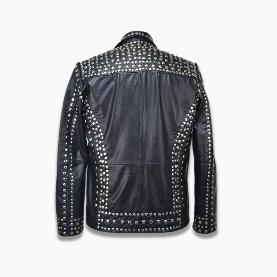 Paulinho Black Leather Studs Jacket