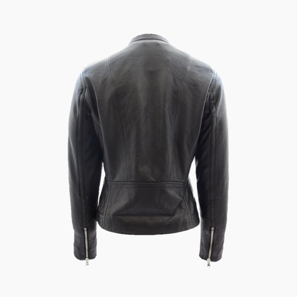 Lizzy Black Leather Biker Jacket
