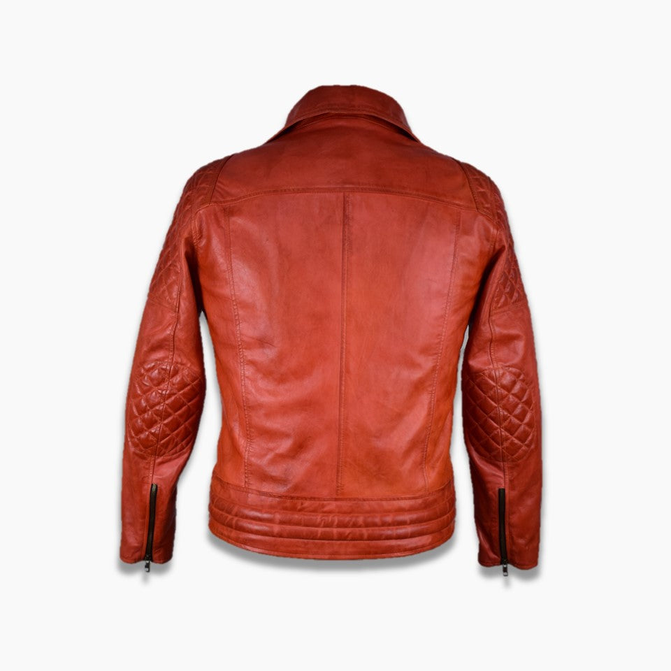 Genuine Leather Tan Color Biker Cross Zip Brando Retro Jacket With Top Quality Material