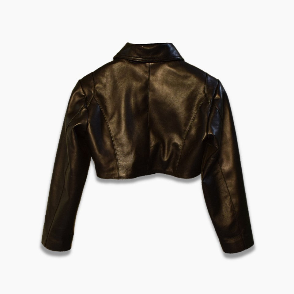 Women's 100% Genuine Leather Cropped Moto Bolero Shrug Jackets Slim Fit