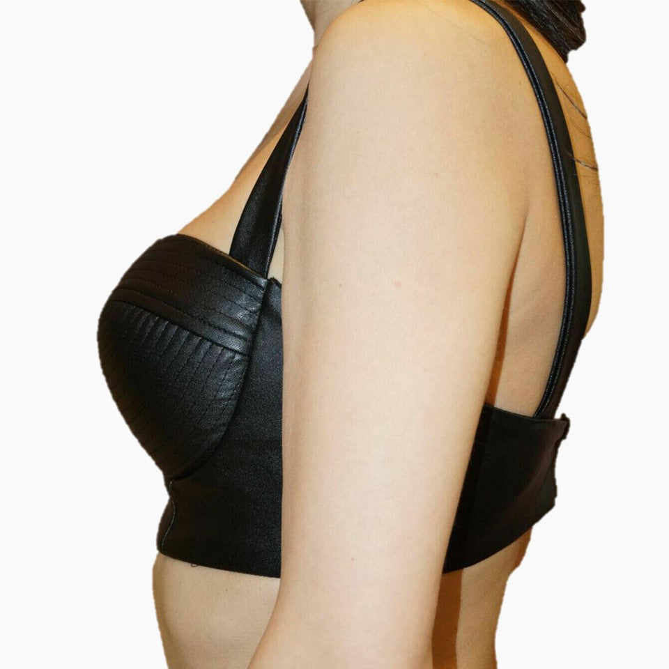 padded leather bra adjustable