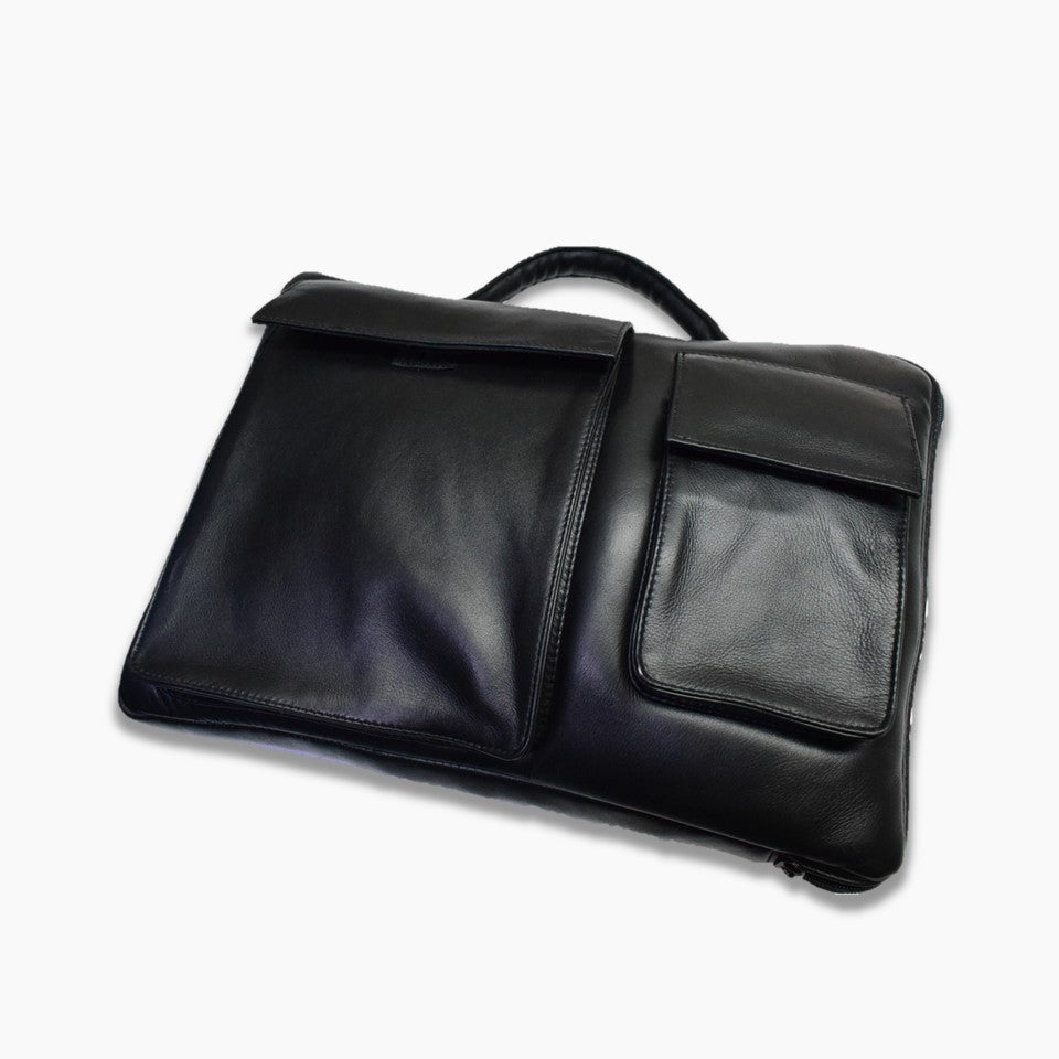 Real Black Leather Professional Laptop Bag