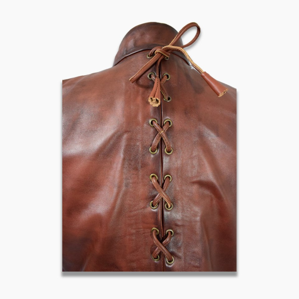 Pedro Brown Leather Medieval Trench Coat Costume