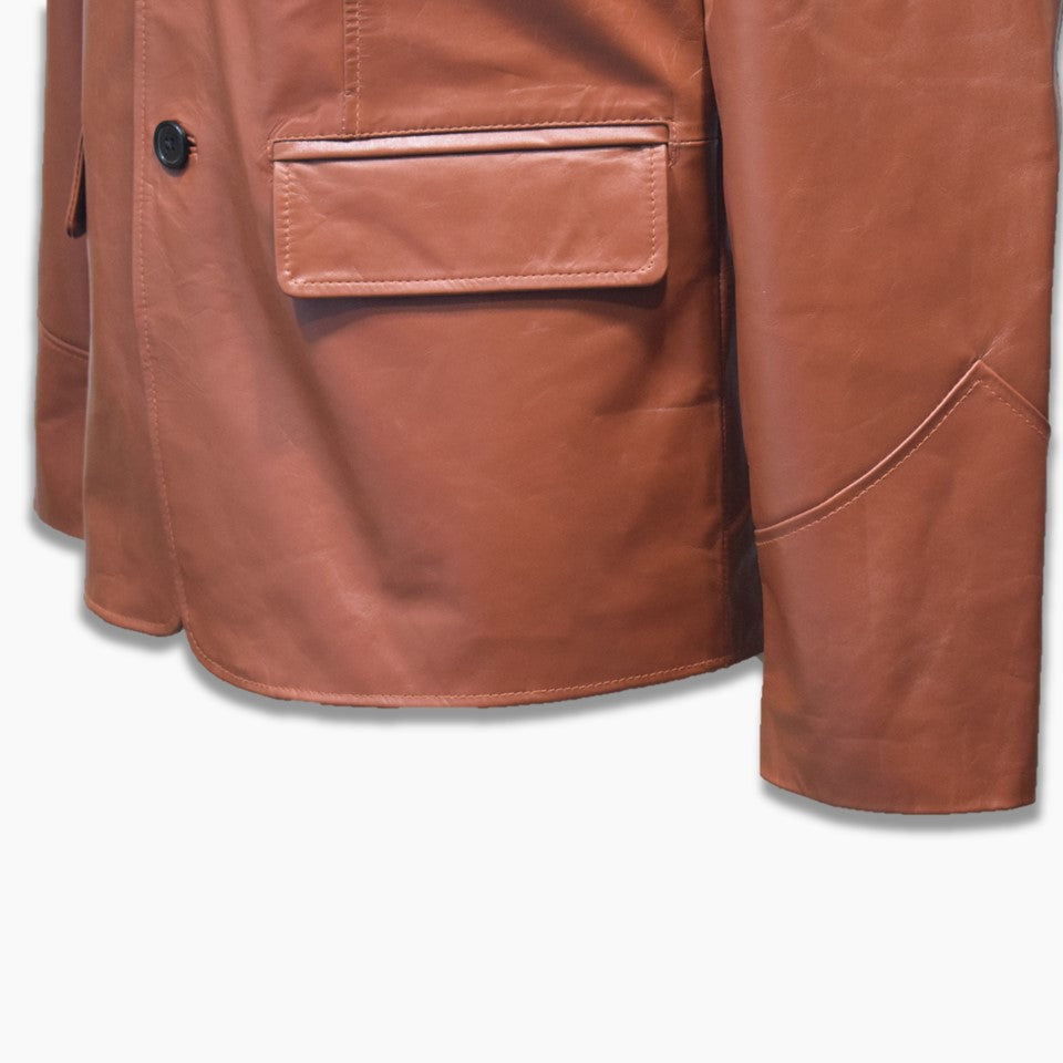 Child Brown Leather Vintage Coat