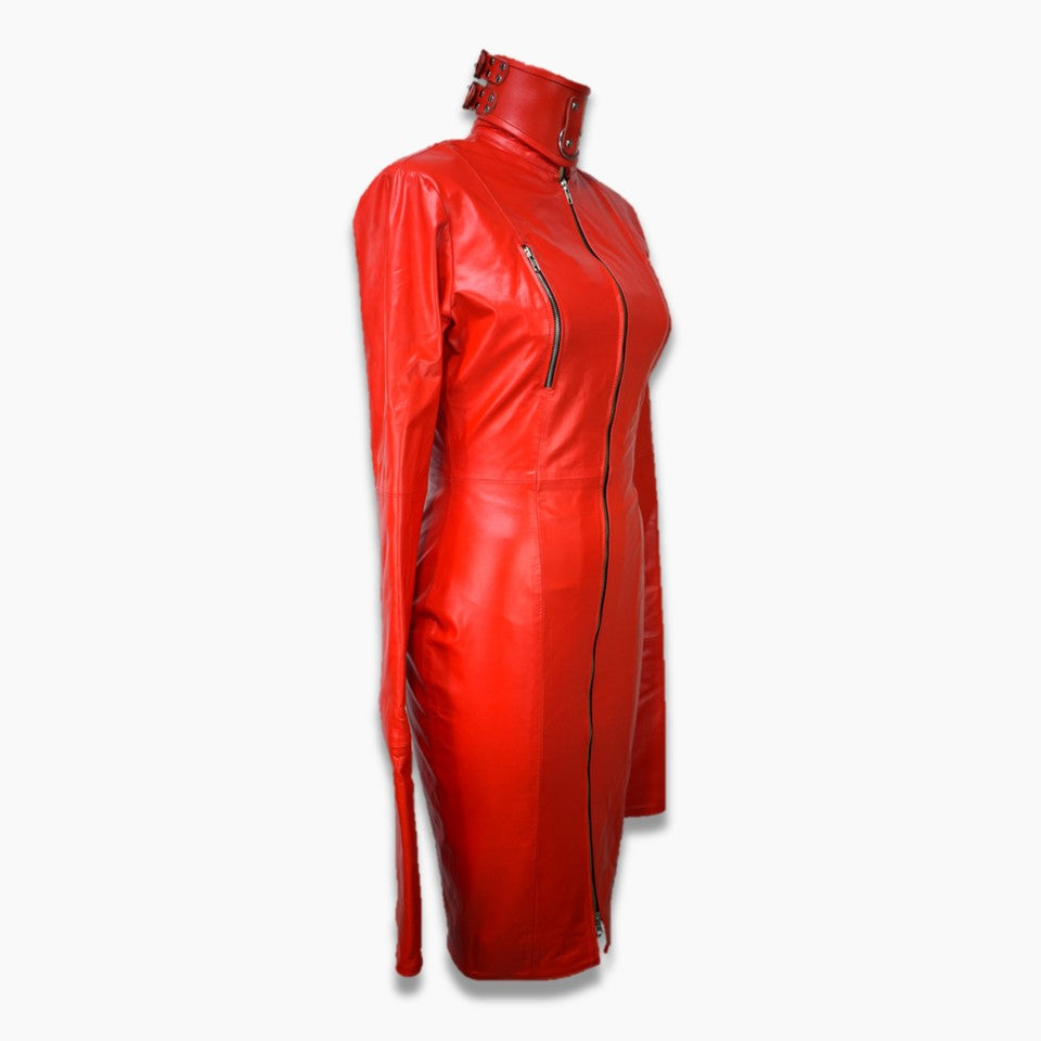 Rochelle Red Leather Bodycon