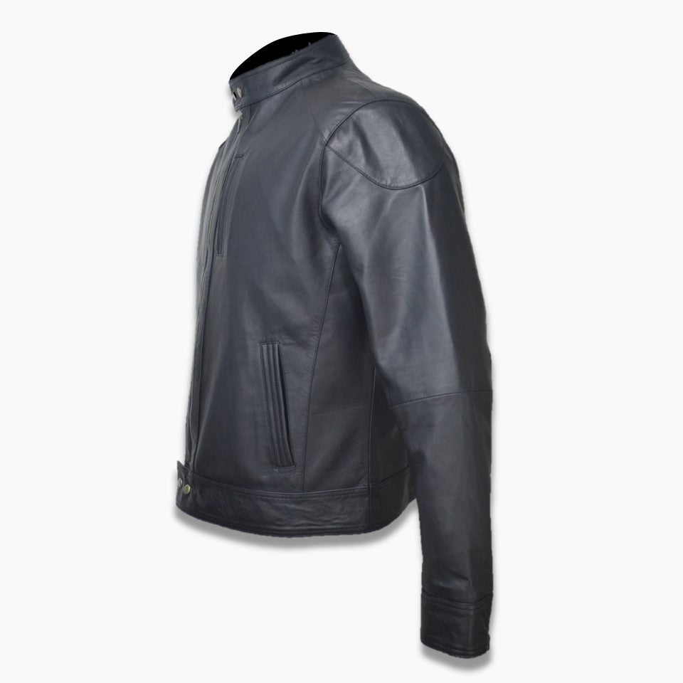 James Black Leather Biker Jacket