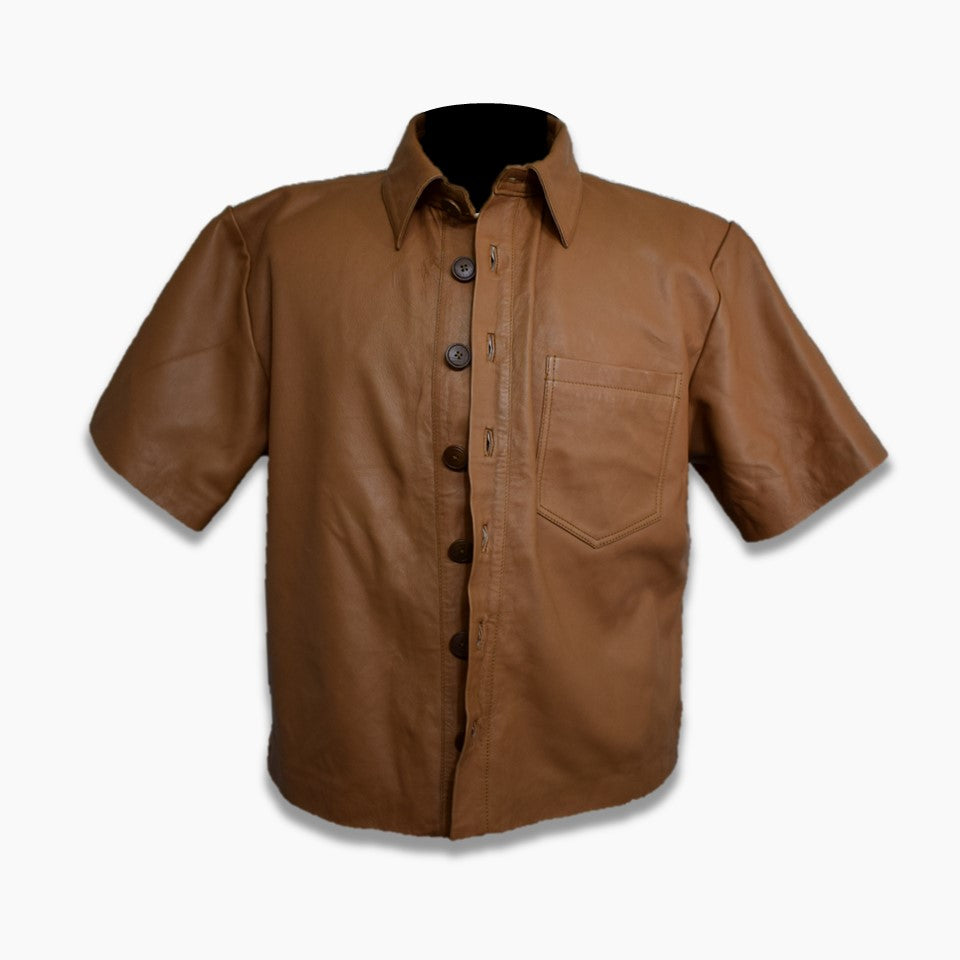 Rudd Brown Leather Button Down Shirt