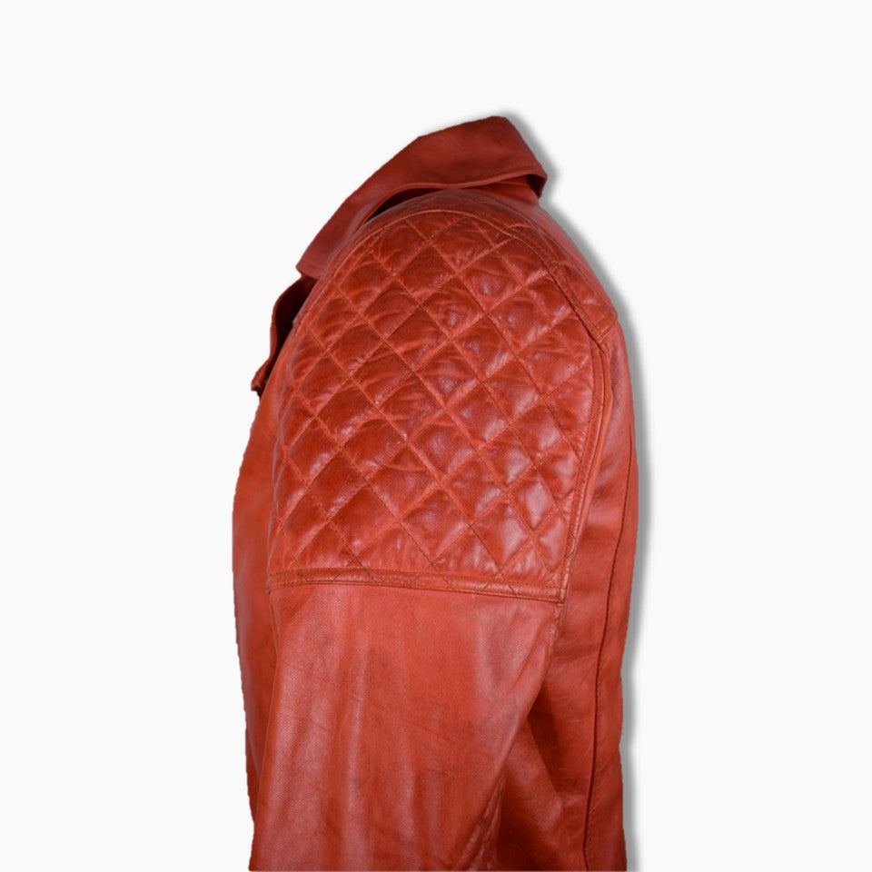Paul Red Leather Quilted Biker Jacket