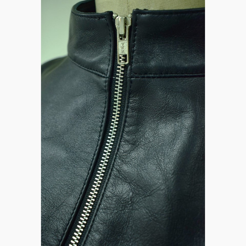 black leather bodysuit with zipper