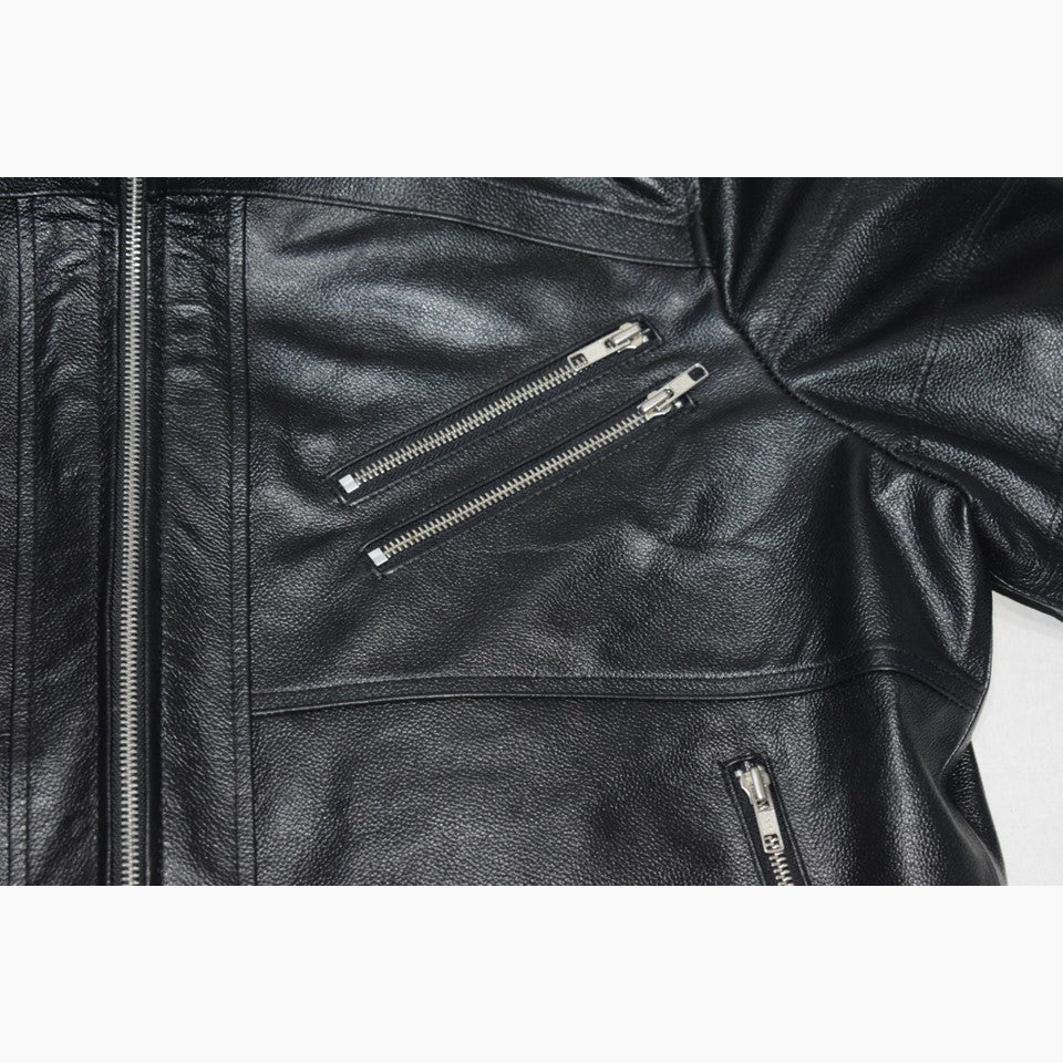 YKK zipper on leather bomber jacket