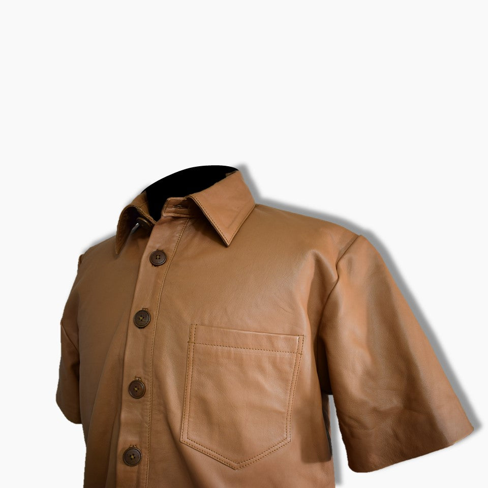 Rudd Brown Leather Button Down Shirt