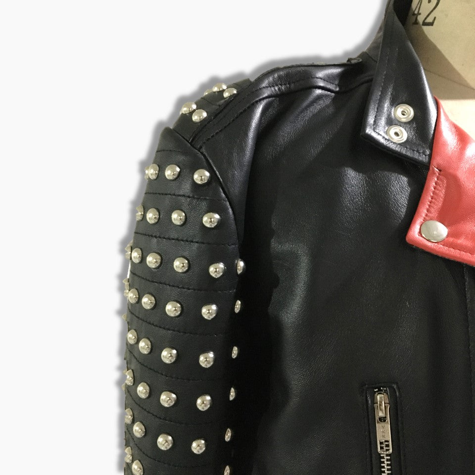 Briar Black Leather Studded Biker Jacket