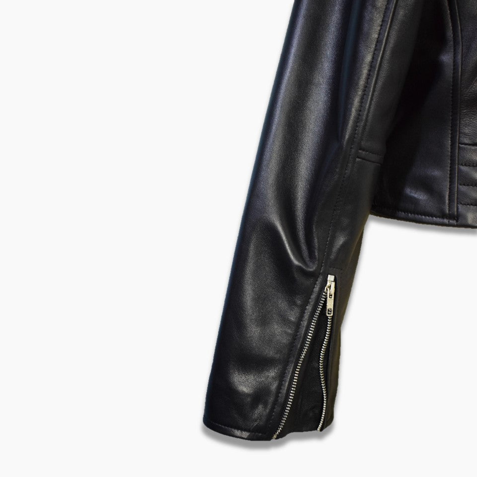 Women's Real Leather Jacket with Zippers