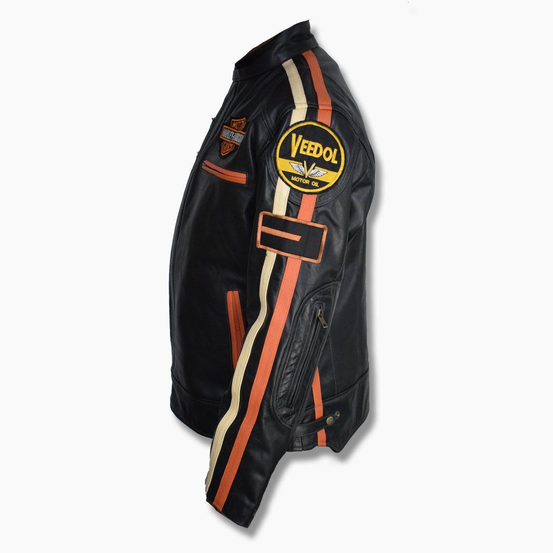 vintage style biker leather jacket