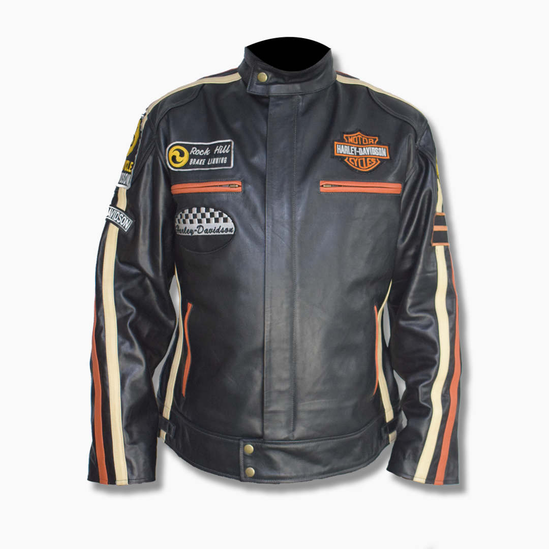 retro look leather motorcycle jacket