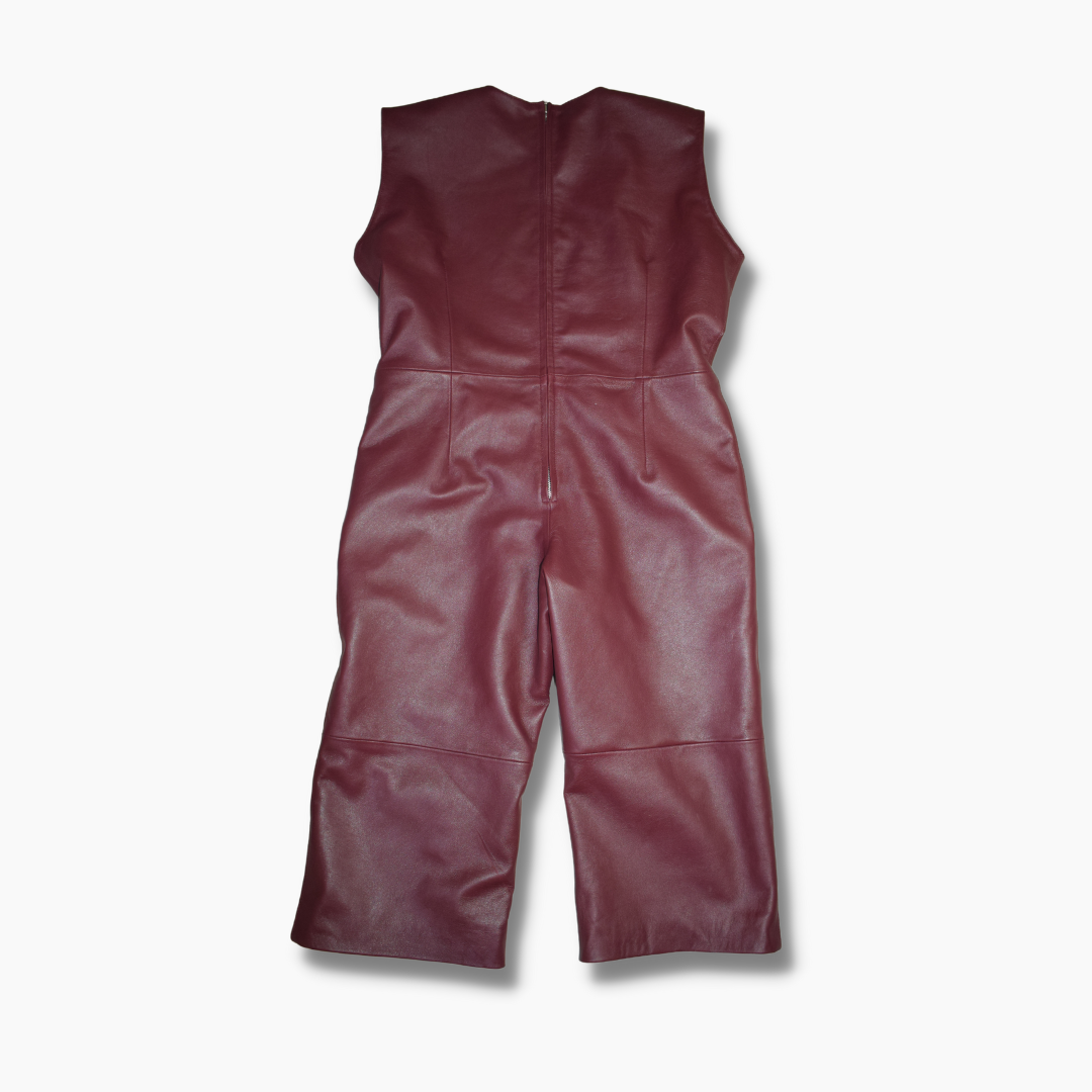 Dolores Burgundy Leather Jumpsuit