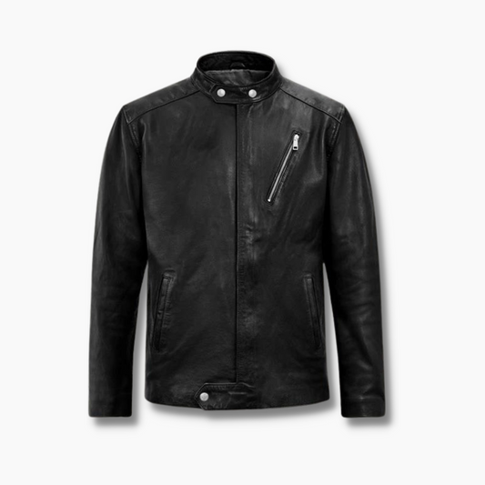 Fakher Black Leather Biker Jacket