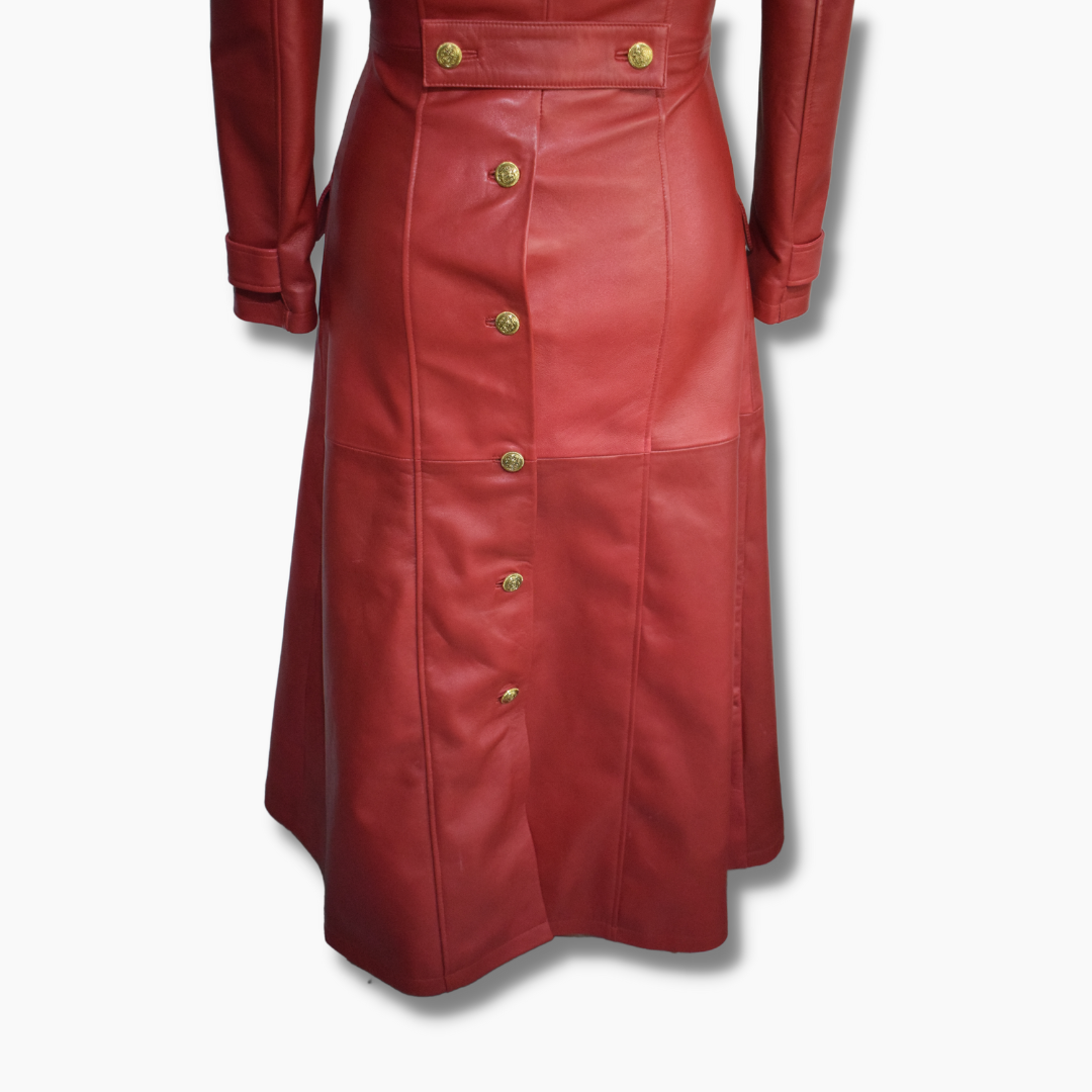 Annie Red Leather Trench Coat