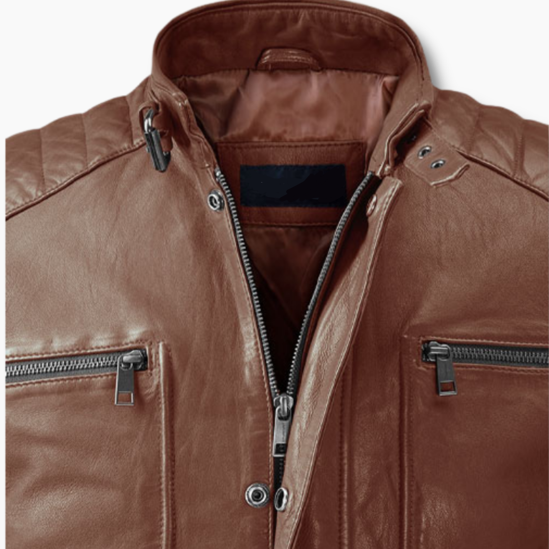 biker leather jacket brown