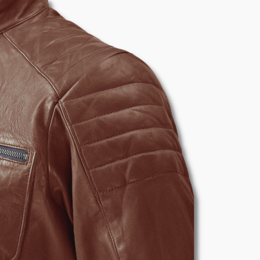 brown leather biker jacket men