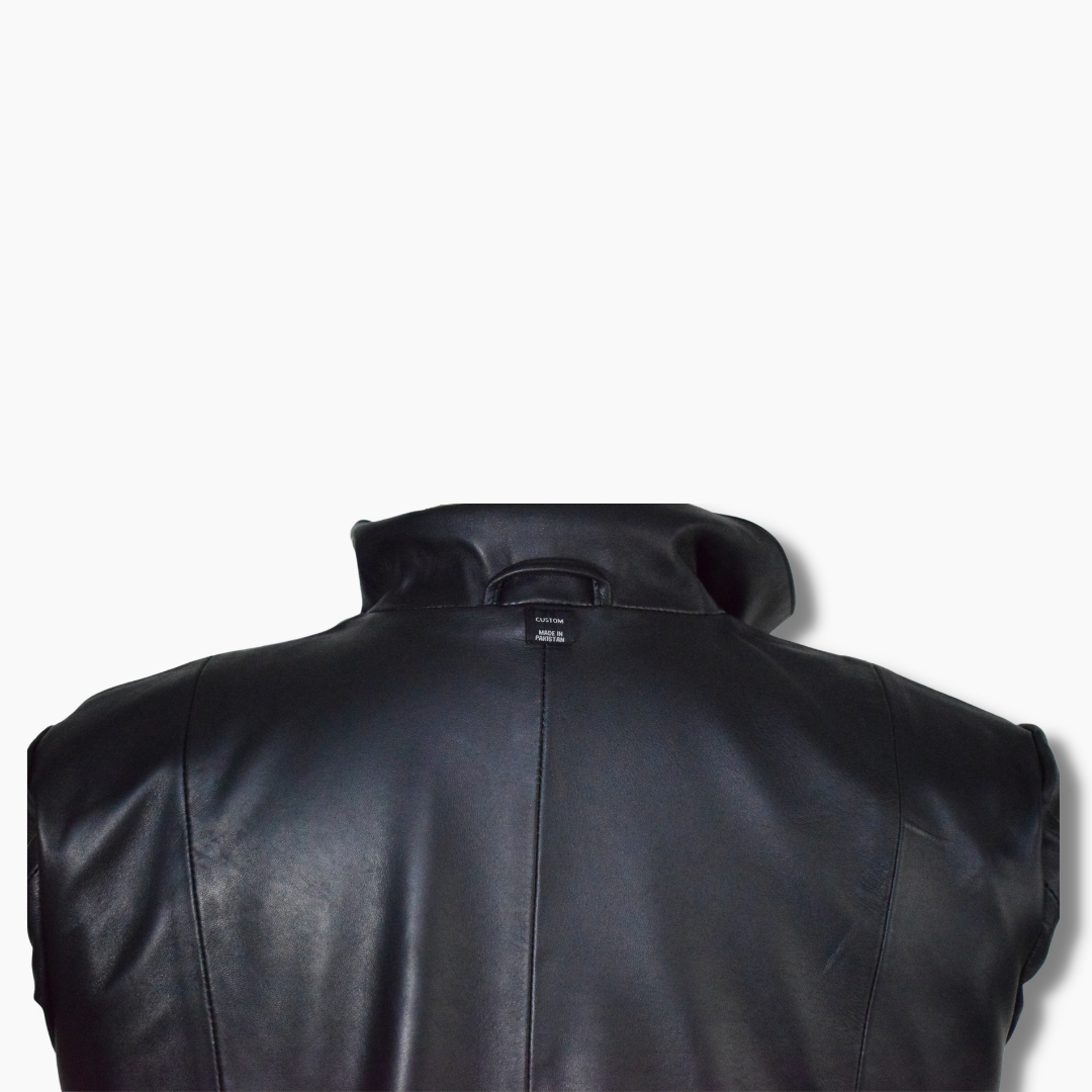 Karolyn Black Leather Belted Trench Coat