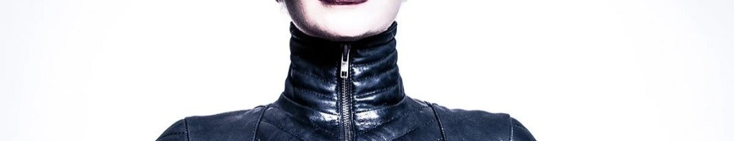 Leather Jacket with High Collar