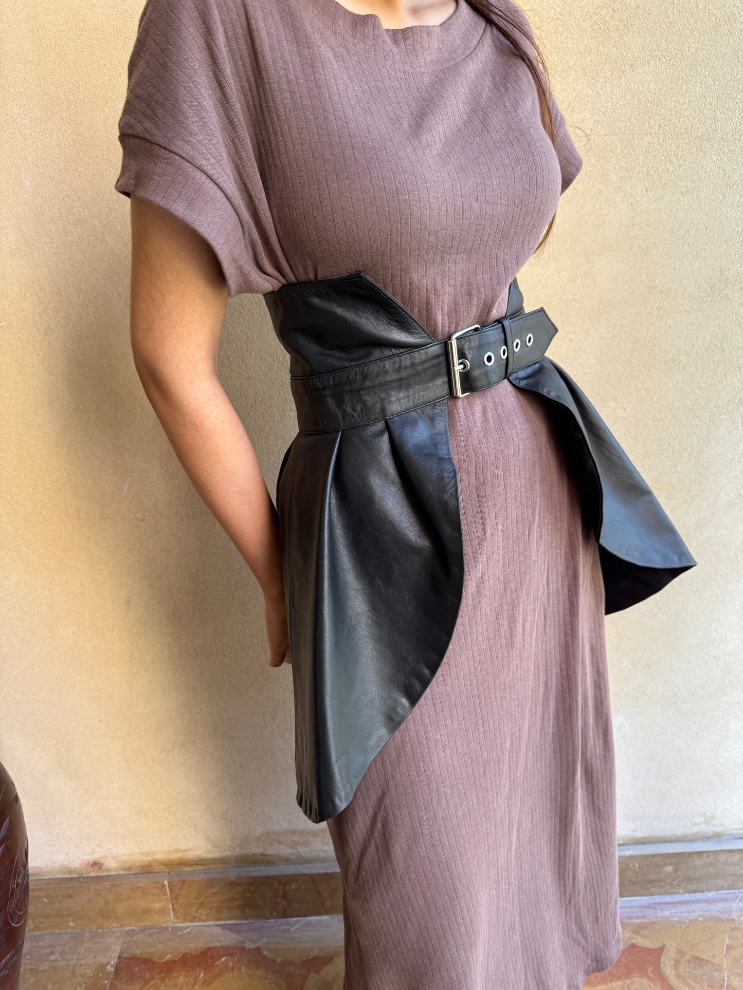 Samantha Genuine Leather Peplum Belt