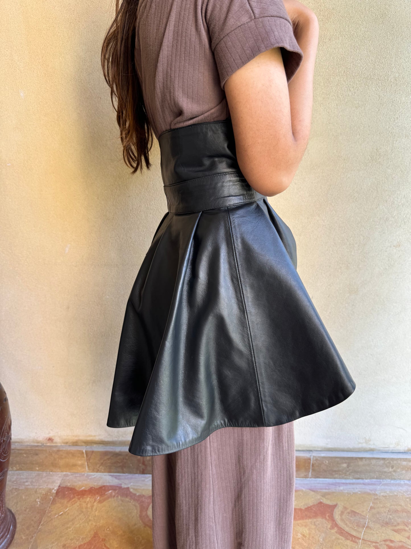 Samantha Genuine Leather Peplum Belt