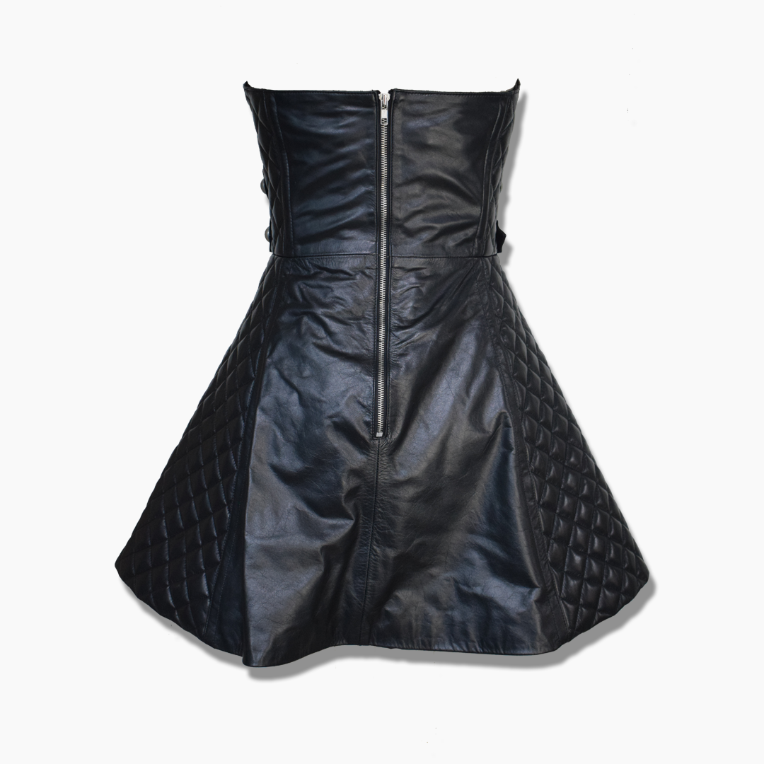 leather mini sleeveless dress
