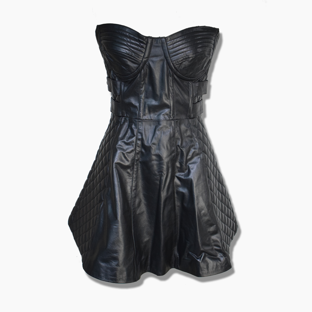 leather mini dress strapless