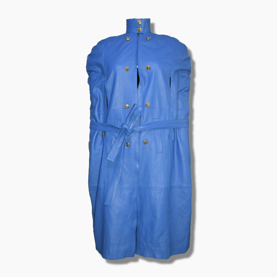 blue leather coat for sale