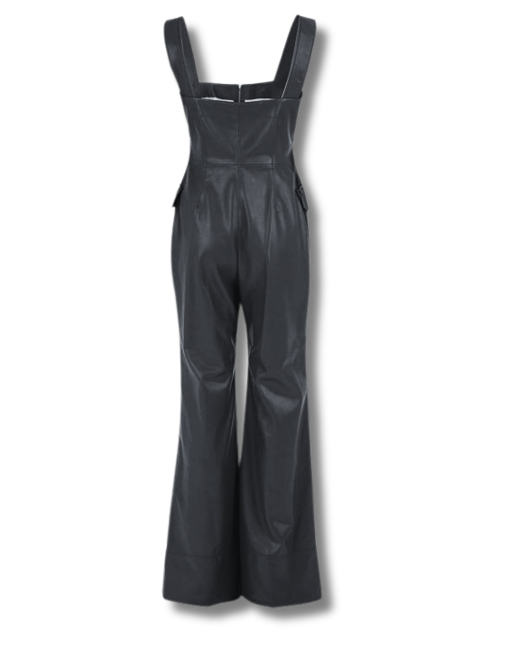 Jennie black leather jumpsuit